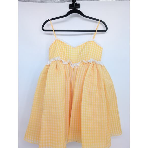 NWT Selkie the Rosebud Mini Dress Size M buttercream Gingham #1J504 - Picture 2 of 10